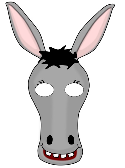 çocuklar için hazır kağıttan Eşşek maskesi şablonu